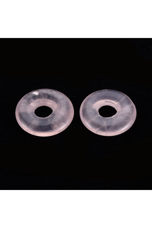 10pcs Rose Quartz Pendants Donut/Pi Disc 18x4.5~5.5mm Hole: 5.5mm