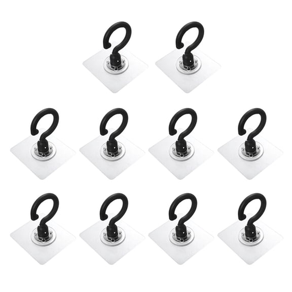 TABLZONE Black PVC Rotating Adhesive Wall Hooks for Home, No Drilling Required, Strong Hold Hooks for Hanging Items