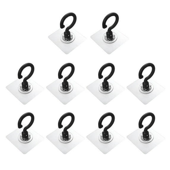 TABLZONE Black PVC Rotatable Adhesive Hooks for Home No Drilling Required