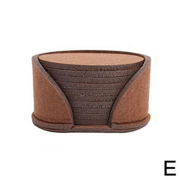 10pcs Round Felt Coasters Bulk Set with Holder E4G6 J5X0