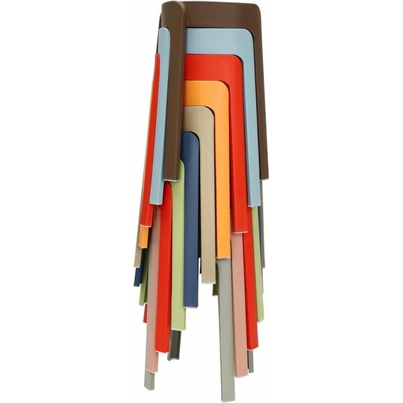 10pcs Round Plastic Stackable Stools Colorful Plastic Stools Backless Bar Stool 18in Height Portable Stool Flexible Seating for Home Office (Colorful)