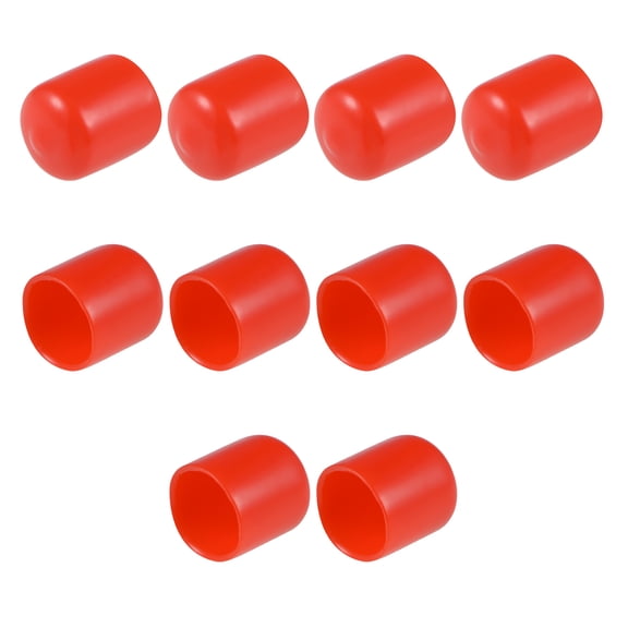 10pcs Rubber End Caps, 15mm ID Round End Cap Cover Flexible Screw Thread Protectors Red