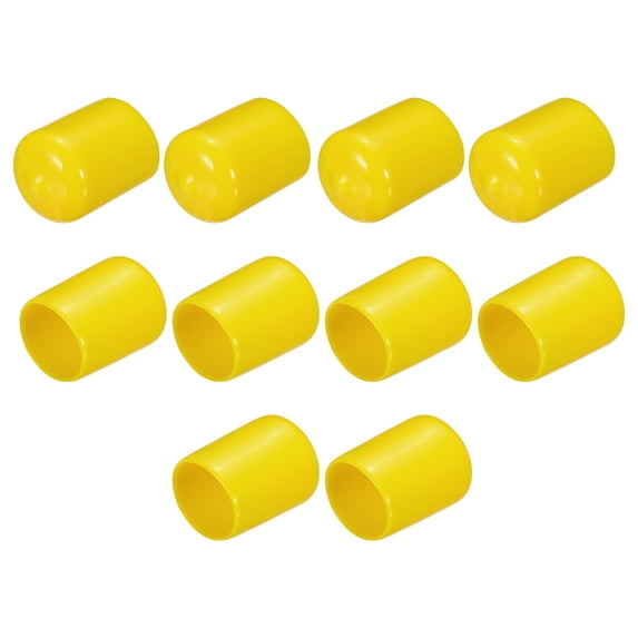 10pcs Rubber End Caps 19mm(3/4") Vinyl Round End Cap Cover Screw Thread Protectors, Yellow