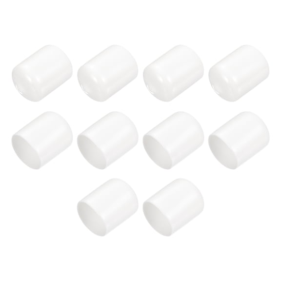 10pcs Rubber End Caps 21mm ID Vinyl Round End Cap Cover Screw Thread Protectors White