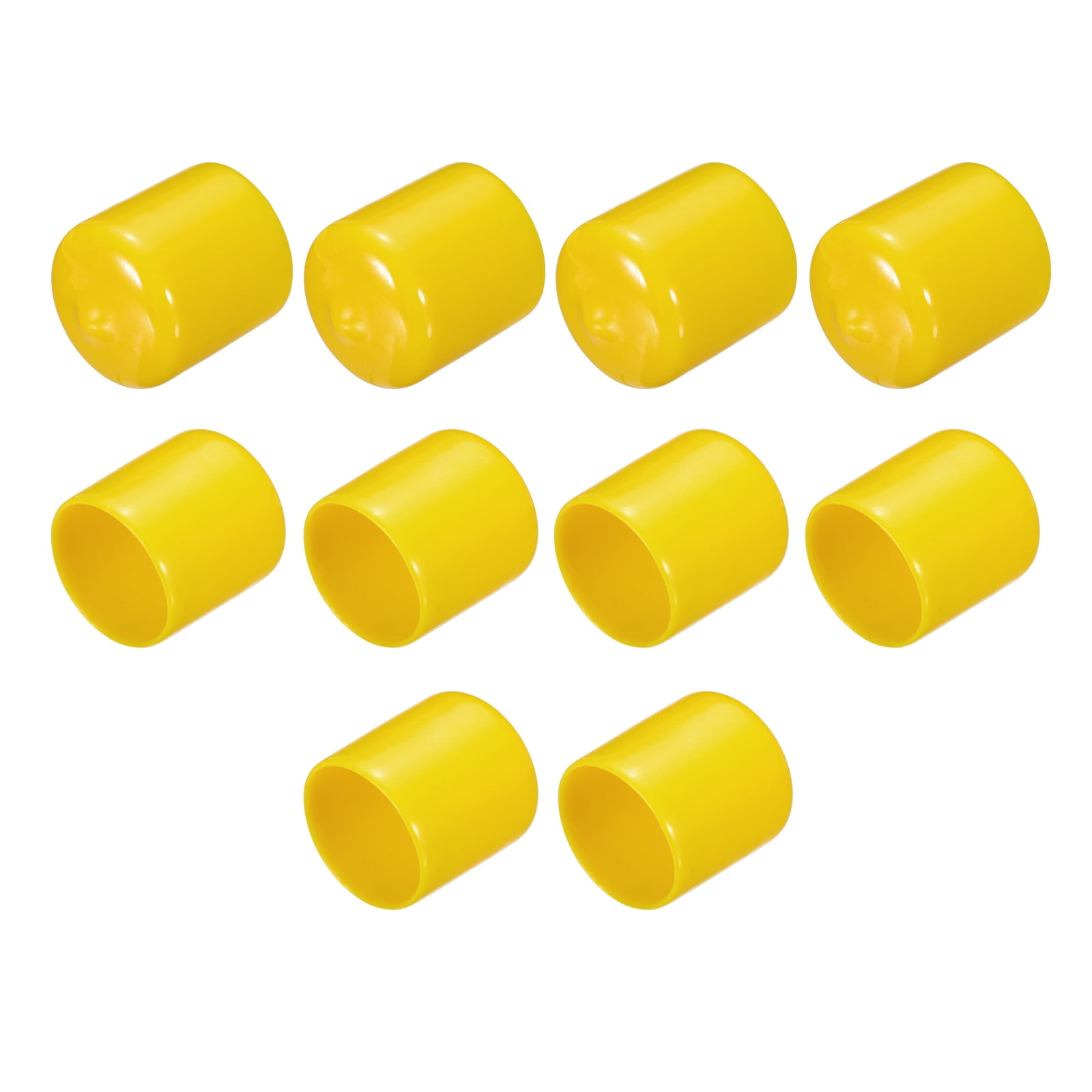 15pcs Rubber End Caps - 25mm (1 Inch) ID PVC Vinyl Round Screw Thread Protectors For Furniture, Pipes & Bolts - Yellow