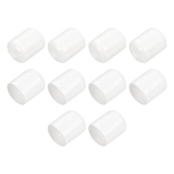 10pcs Rubber End Caps 22mm(7/8") ID Vinyl Round End Cap Cover Screw Thread Protectors White