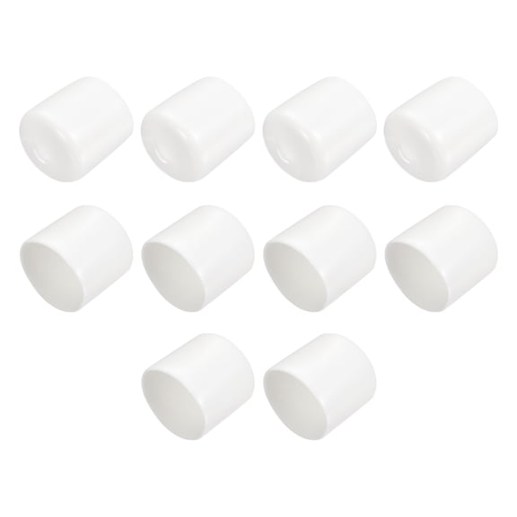 10pcs Rubber End Caps 26mm ID Vinyl Round End Cap Cover Screw Thread Protectors White