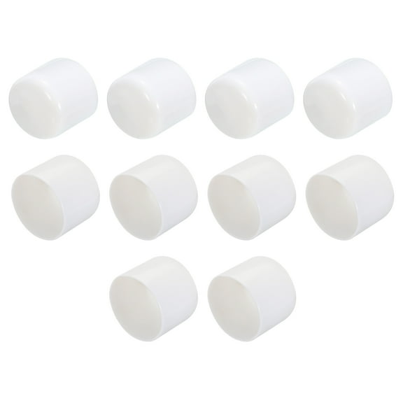 10pcs Rubber End Caps 40mm ID Vinyl Round Tube Bolt Cap Cover Screw Thread Protector White