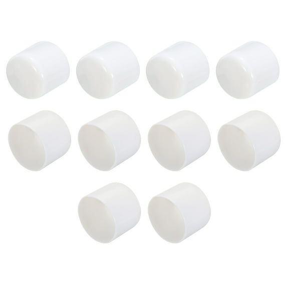 10pcs Rubber End Caps 42mm ID Vinyl Round Tube Bolt Cap Cover Screw Thread Protector White