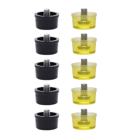 10pcs Rubber Hammer Heads Replace Yellow Black Tip Set for Plastic Installation Fine Adjustments Delicate Surfaces Work