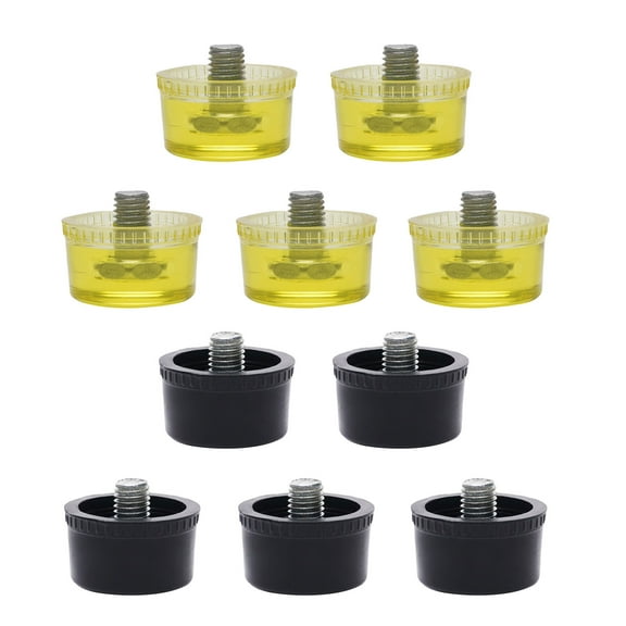 10pcs Rubber Striking Head Replacement Set Yellow Black Tip Suitable for Plastic Hammer Use Furniture Assembly and Craft