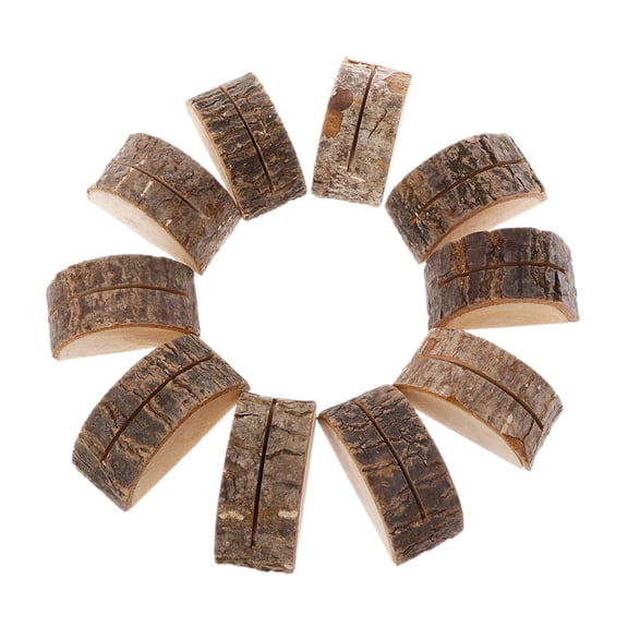 10pcs Rustic Natural Wood Table Name Number Place Card Holder Memo Note Photo Pi