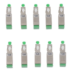 10pcs SC/APC Fiber Optic Attenuator 10dB Fixed Single-Mode for Broadcasting TV Projects, Green Aluminum Alloy with Low Insertion Loss