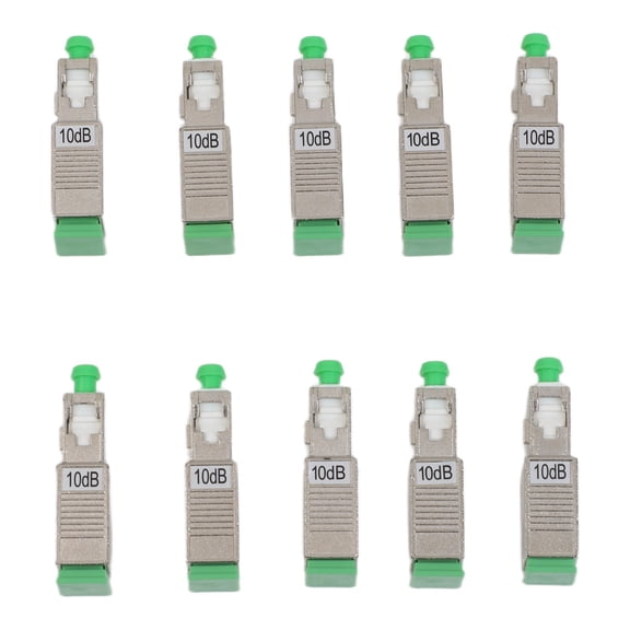 10pcs SC/APC Fiber Optic Attenuator 10dB Fixed Single-Mode for Broadcasting TV Projects, Green Aluminum Alloy with Low Insertion Loss