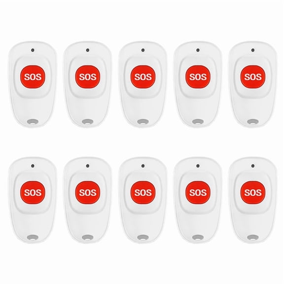 10pcs SOS Call Button Wireless Call Bell Pager Caregiver Panic Emergency Call Button Transmitter for Kids Elderly