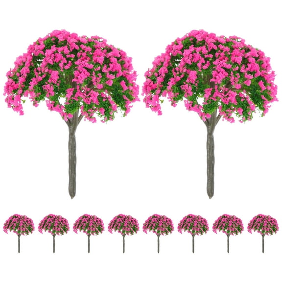 Hytrove Rosy Simulation Tree Model Wire Silk Sponge Leaves for Ornament 10Pcs