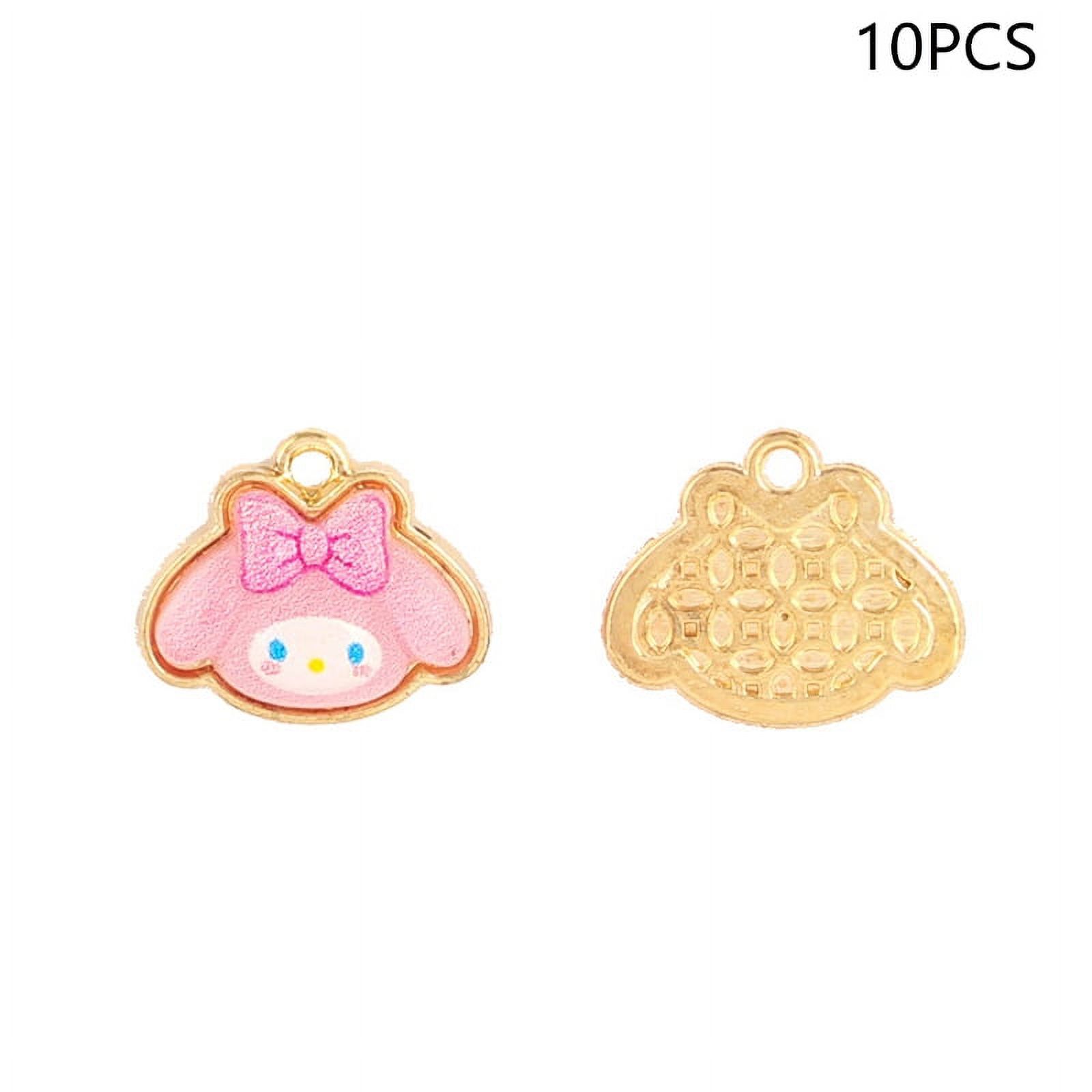10pcs Sanrio Kuromi Hello Kitty Cartoon Kawaii Alloy Resin Pendant