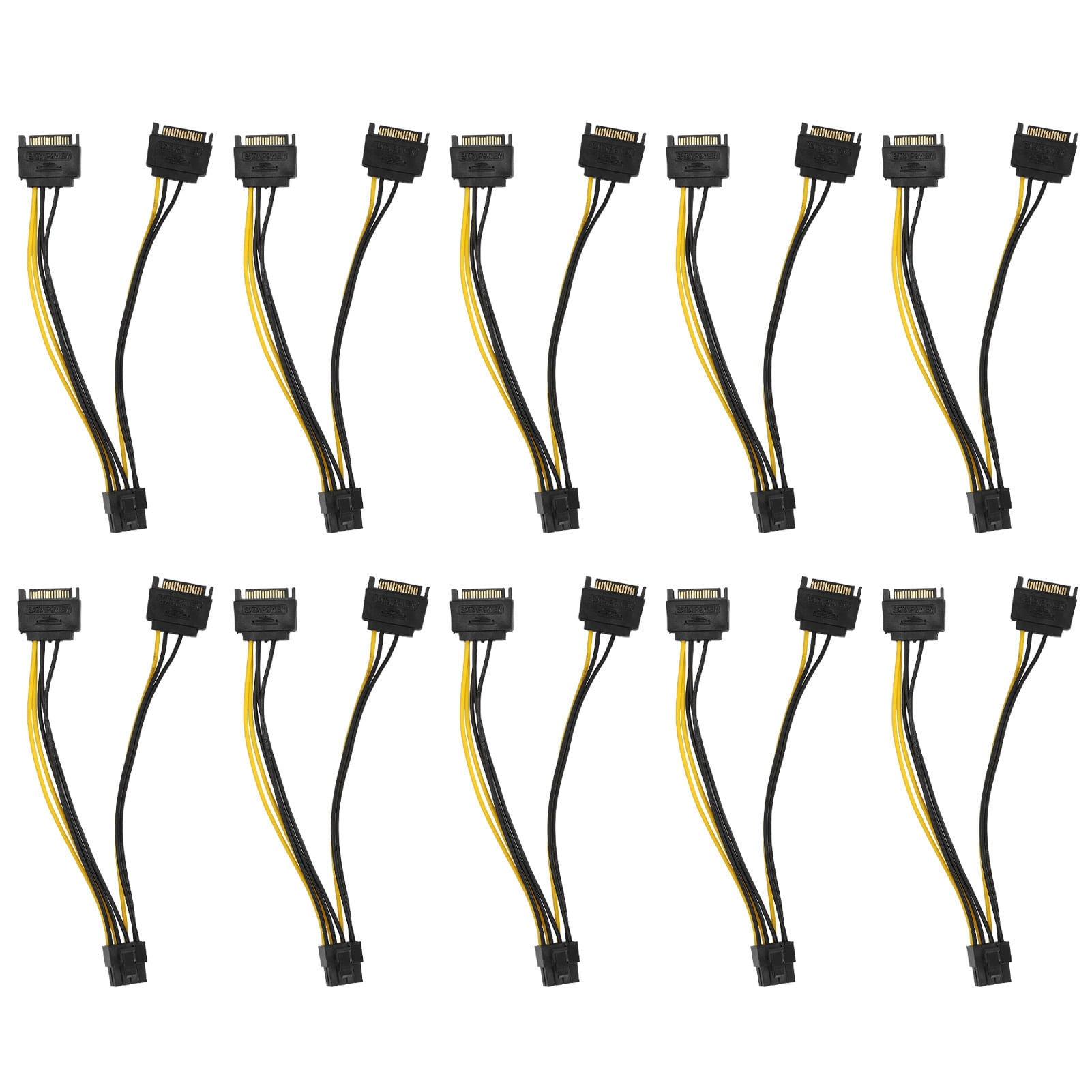 10pcs Sata Cable Dual 15pin to Graphics Card 6+2pin Graphics Card 8pin