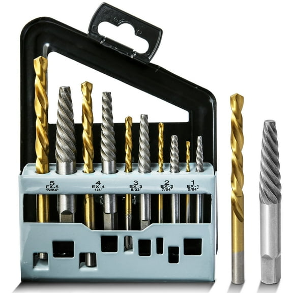 10pcs Screw Extractor Set, 3.2-10.3mm Heavy Duty Metal Broken Bolt Extractor for Rust Damaged Bolts Easy Out Screw Remover Tools