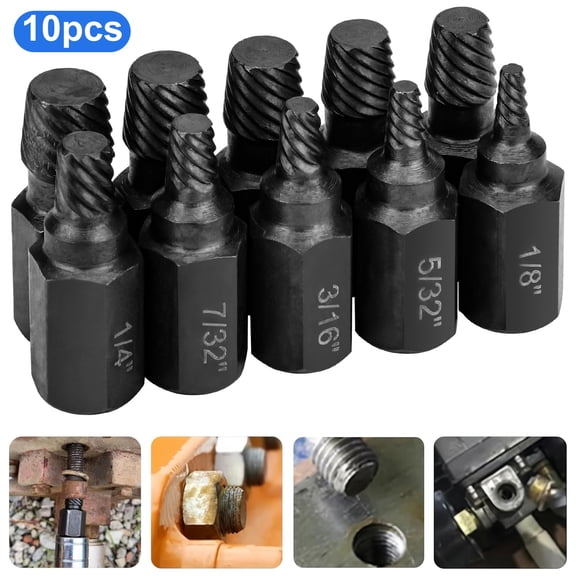 10pcs Screw Extractor Set, Hex Head Easy Out Bolt Extractor Set, Multi-Spline Stripped Screw Extractor Set, Broken Bolt Remover Kit, Damaged Screw Extractor Set