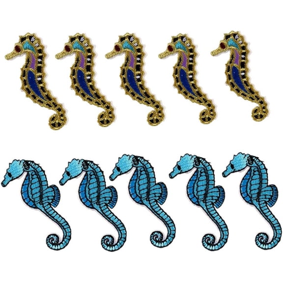10pcs Seahorses Embroidered Patches Iron on Applique Badges