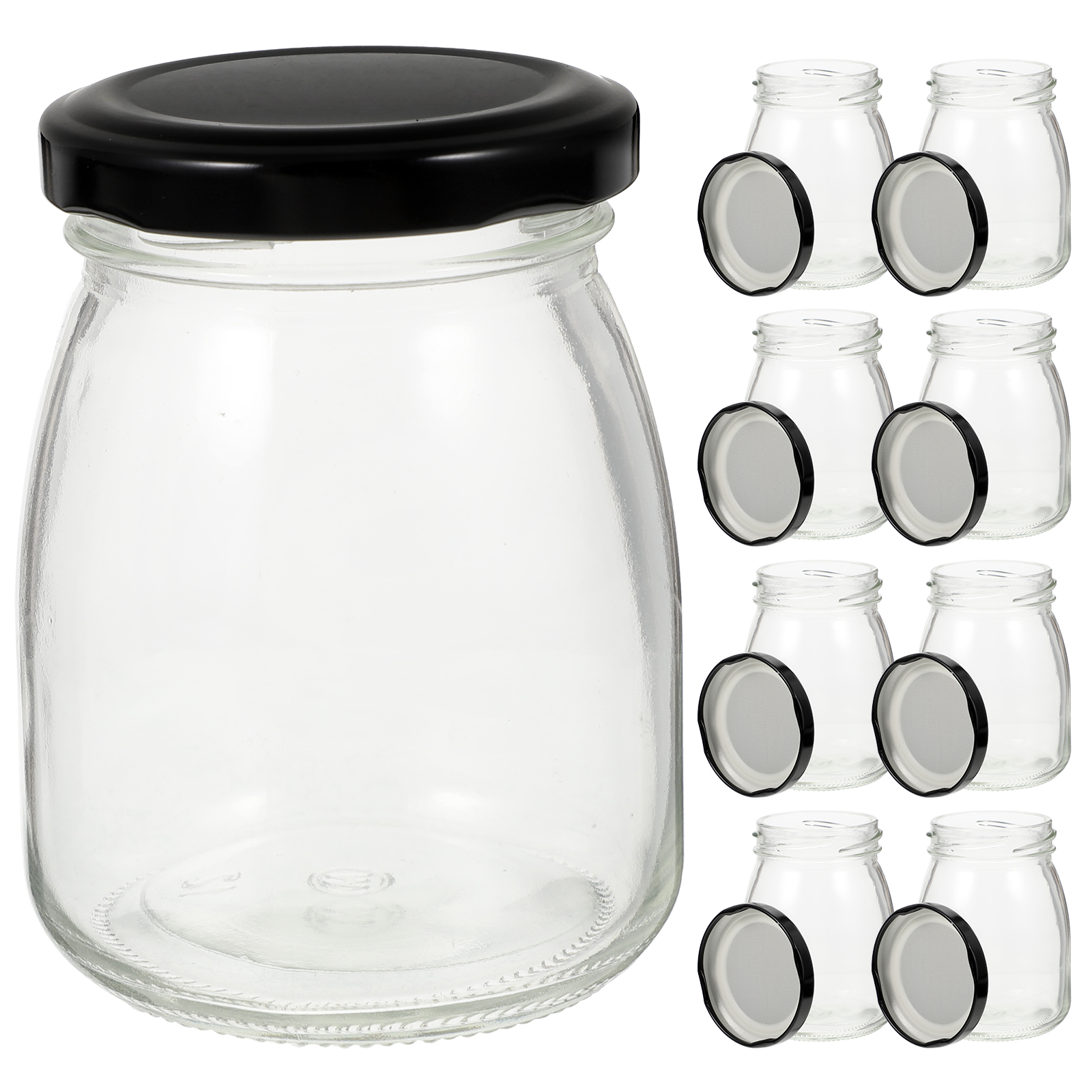 10pcs Sealed Glass Jars Clear Yogurt Jars with Lids Glass Pudding Jars Yogurt Jars