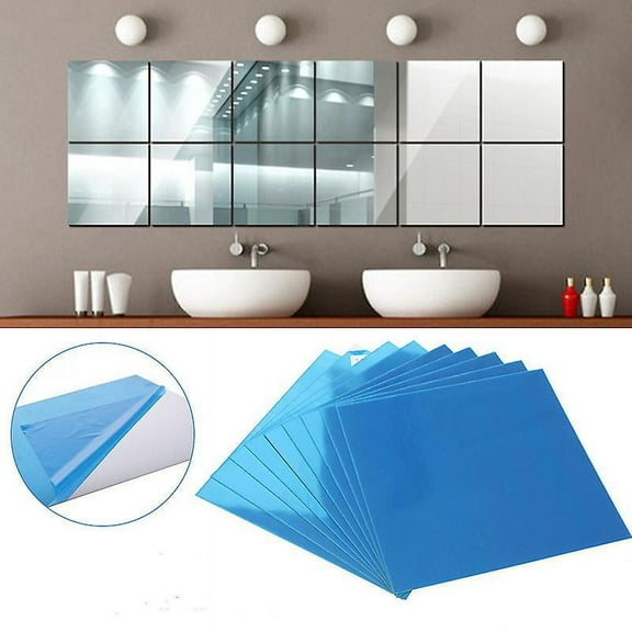 10pcs Self Adhesive Mirror Reflective Tiles Wall Sticker Film Wall Paper 15x15cm