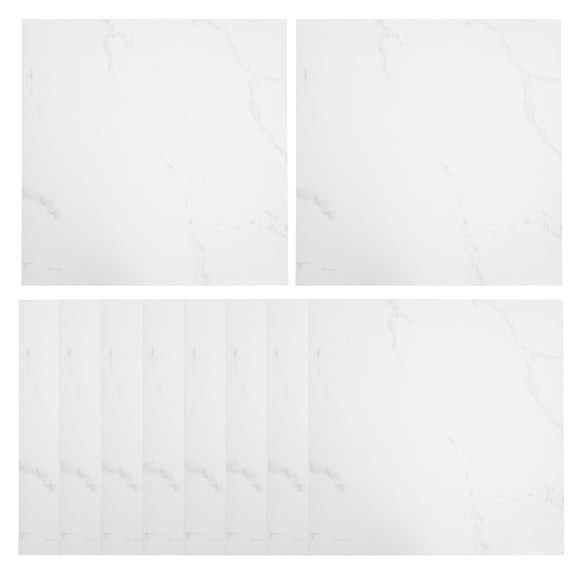 FONDOTIN 10Pcs Self Adhesive White Marble PVC Floor Sticker Peel and Stick Decorative Decal