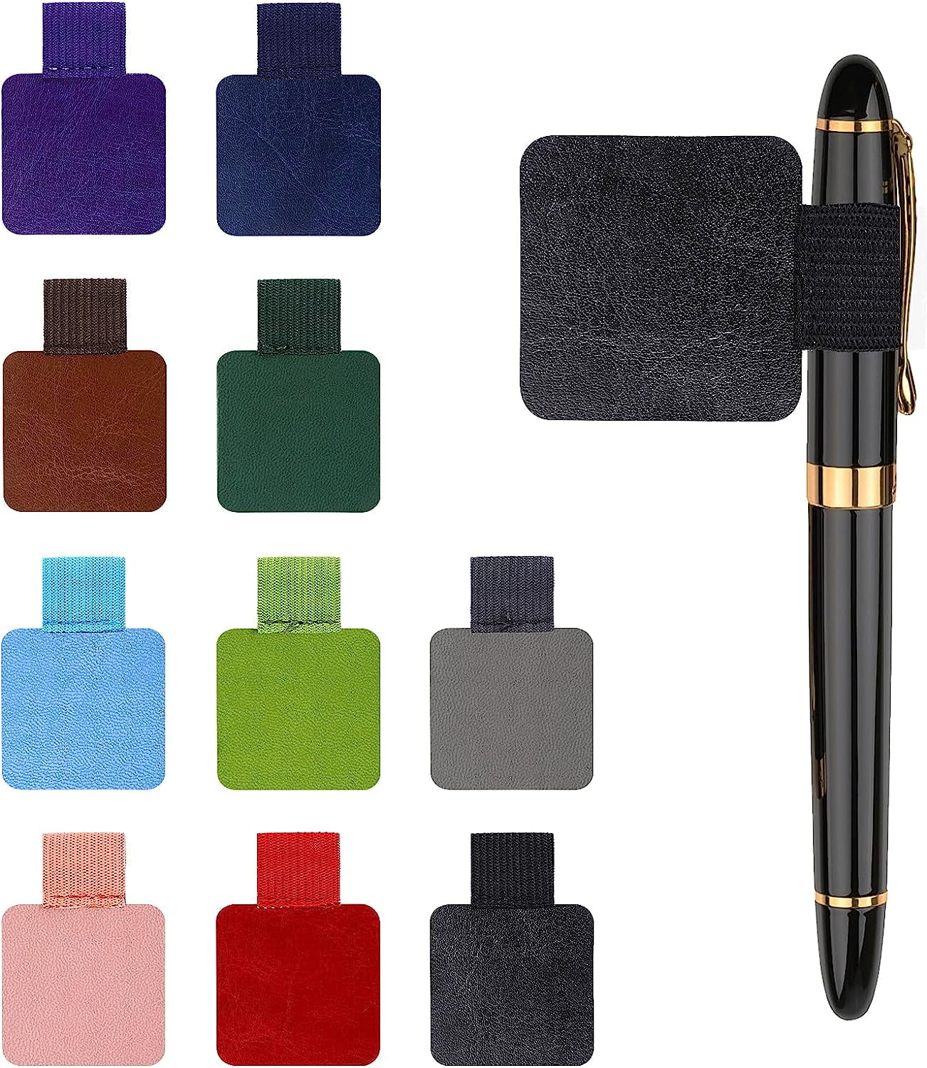 10pcs Selfadhesive Pen Loop Holders Durable Leather Elastic Bands