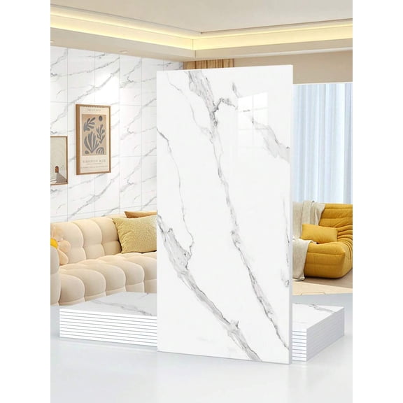 10pcs/Set 1.8㎡ PVC 3D Marble Texture Ceramic Tile Wall Sticker, Waterproof, Mildew Proof, Decorative Wall Panel For Kitchen, Bathroom