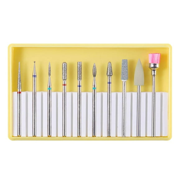 10pcs/Set Bits Carbide Rotary Burr /32 Inch (2.35mm) with Storage Case for Manicure Nails Clean Accessories - 02