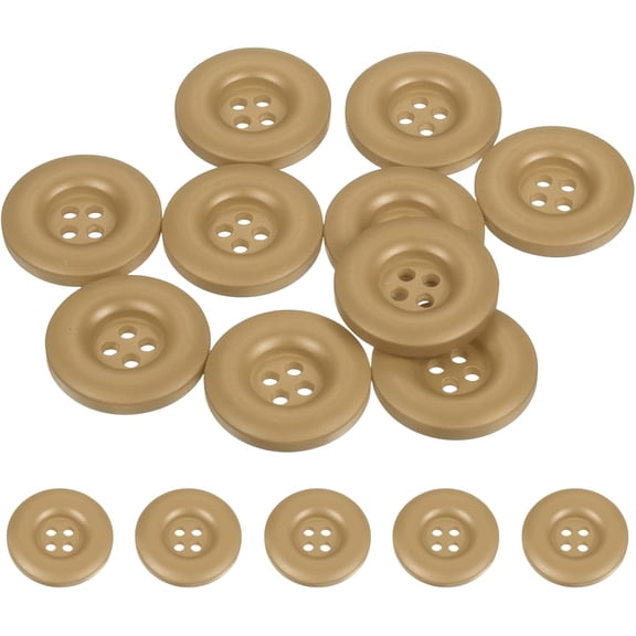 10pcs Sewing Button 23mm (7/8 Inch) 4 Holes Resin Thickened Round Crafting Replacement Buttons for Clothing DIY Crafts Decoration, Brown