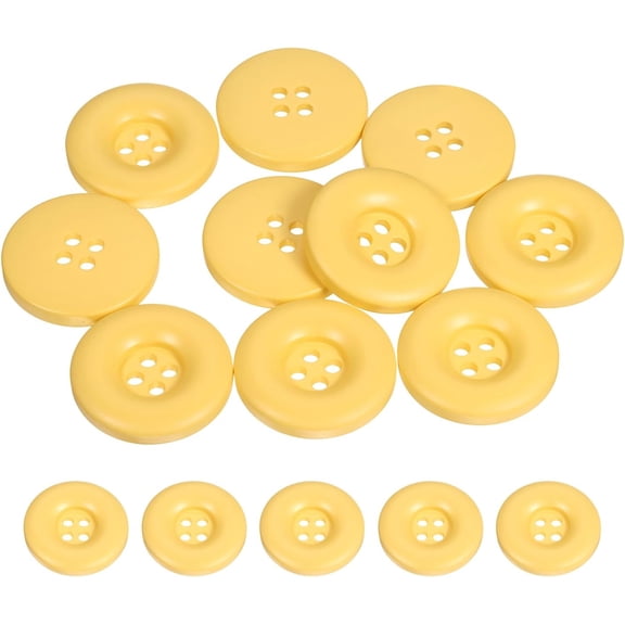 10pcs Sewing Button 25mm (1 Inch) 4 Holes Resin Thickened Round Crafting Replacement Buttons for Clothing DIY Crafts Decoration, Yellow