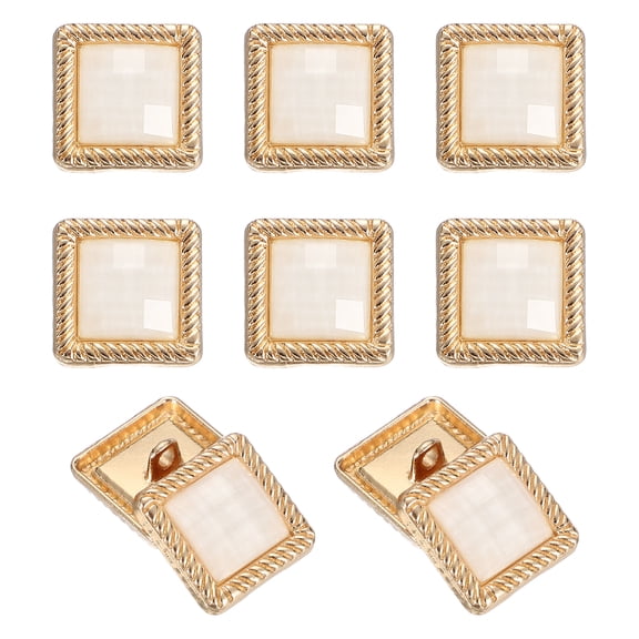 10pcs Shank Buttons, 18mm Square Metal Buttons Sew on Metal Embellishments Vintage Replacement for Coat Shirt Skirt Pants DIY Crafts Fashion Sewing Clothing Decoration, Pearl White