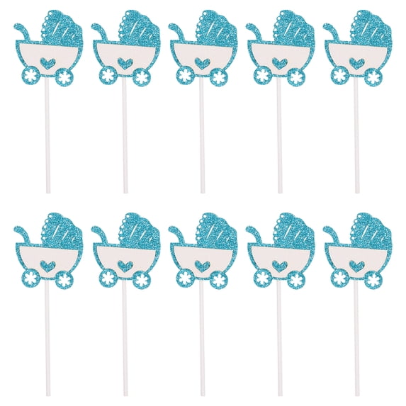 FOMIYES Cupcake Toppers Blue Paper 10Pcs 2x2in