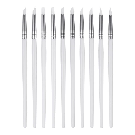 10pcs Silicone Clay Sculpting Tool Shaper Rubber Tip Shaping Pottery Clay Pen Clay Shaping Carving Tool White