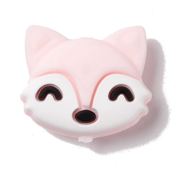 10pcs Silicone Focal Beads Fox Lavender Blush 20x23.5x9mm Hole: 3mmDIY