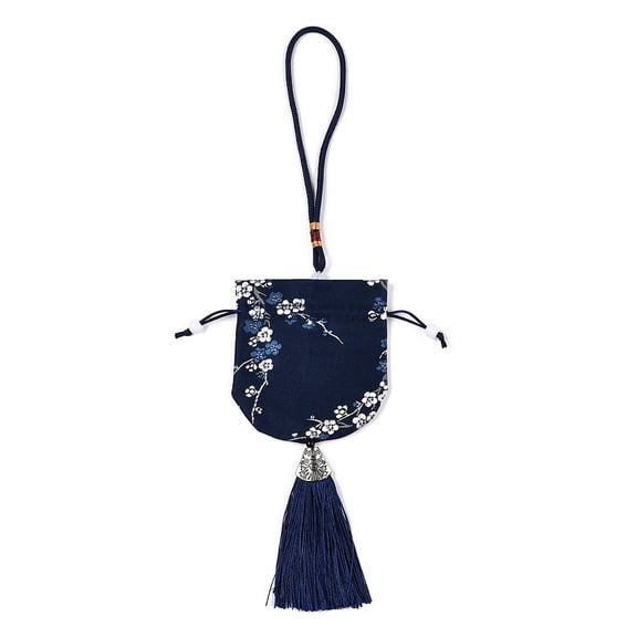 10pcs Silk Packing Pouches Vintage Scented Sachet Perfume bag with Tassel Prussian Blue 32~34cm