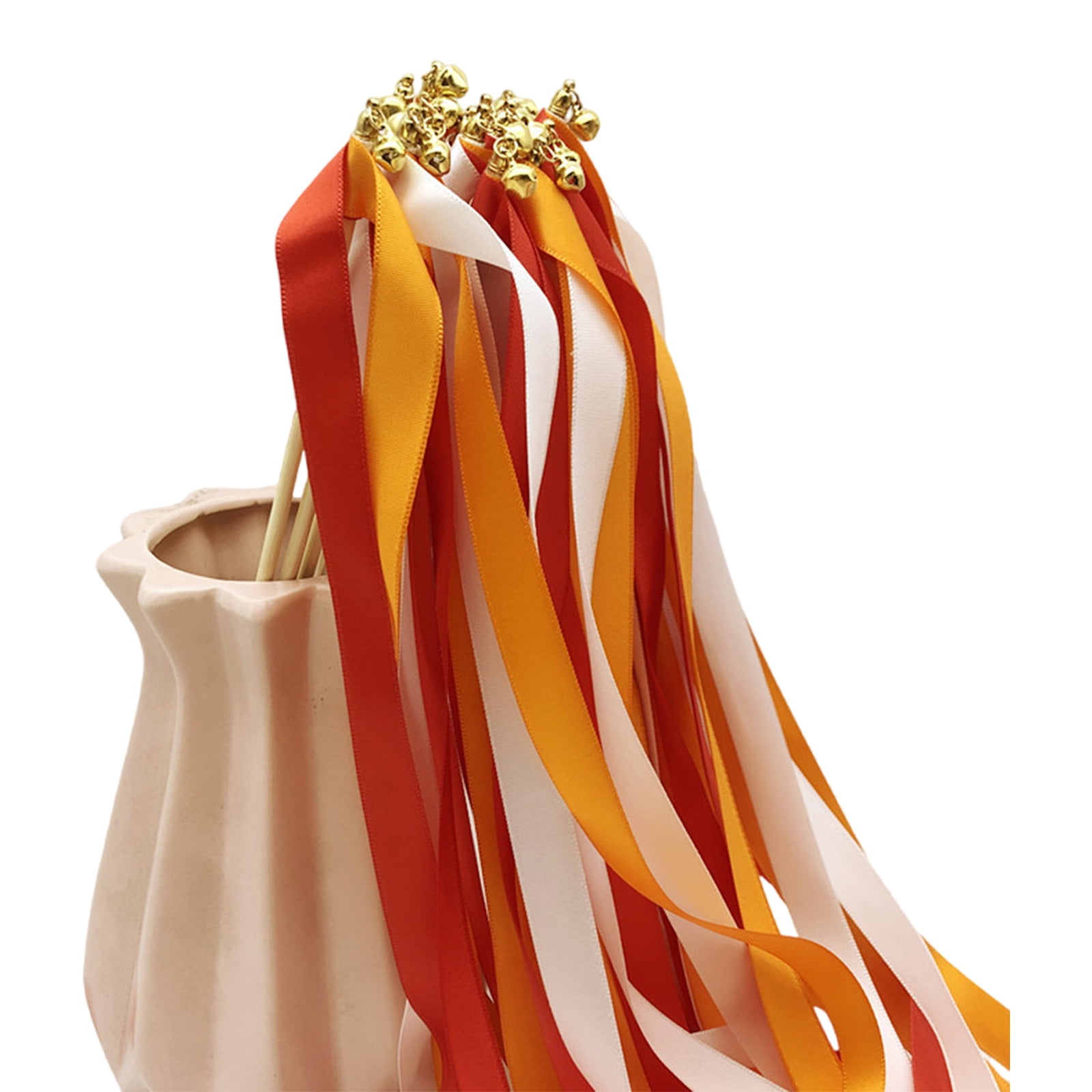 10pcs Silk Ribbon Wand Sticks with Large Bells Wedding Celebration ...