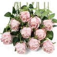thumbnail image 1 of 10pcs Silk Rose Flower Artificial Roses with Long Stems for DIY Wedding Bouquets Centerpieces Bridal Shower Party Home Decor (Light Pink), 1 of 5