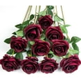 thumbnail image 1 of 10pcs Silk Roses Artificial Flowers Fake Rose for Arrangement Wedding Party Home Decoration (Fuchsia), 1 of 5