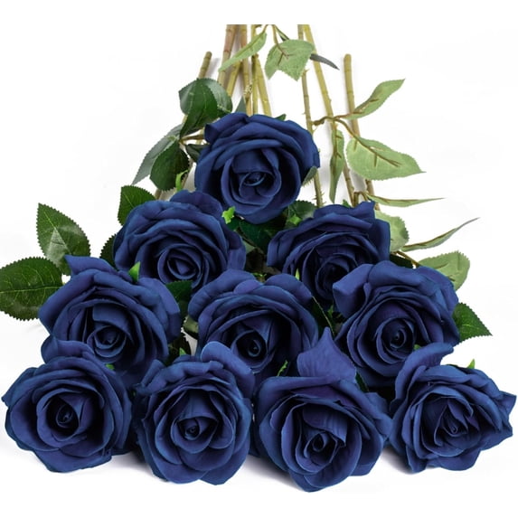 10pcs Silk Roses Artificial Flowers Fake Rose for Arrangement Wedding Party Home Decoration (Fuchsia)