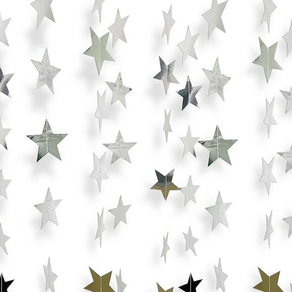10pcs Silver Star Hanging Garlands Party Decorations for Birthday Wedding New Year Graduation Hanging Banner (130ft in Total)