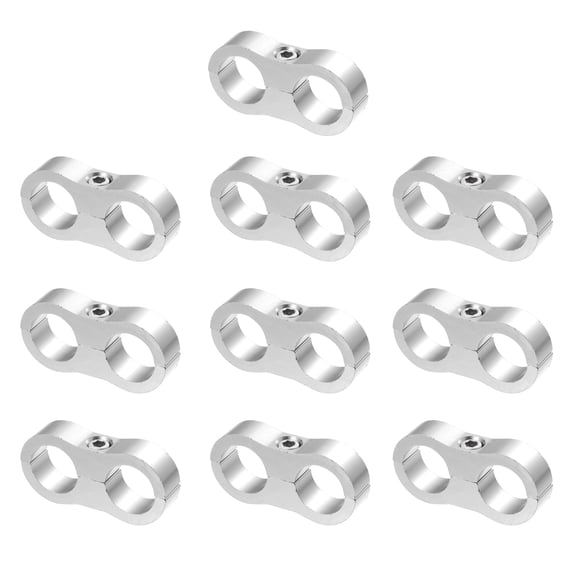10pcs Silver Tone AN10 19mm Hose Separator Clamp Oil Line Brake Line Fitting Adapter for Car