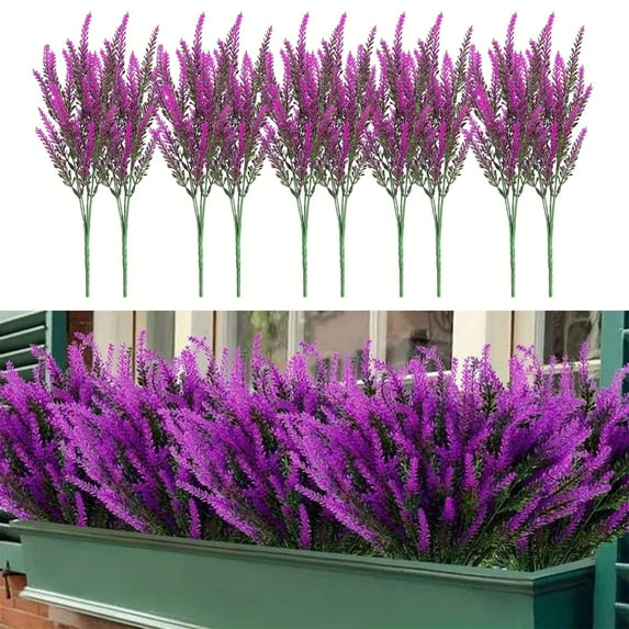 10pcs Simulated Lavender Bouquet, Simulation Small Stems Decorative Fake Realistic Outdoor Branch Indoor Lilac Artificial Flowers Dried Wedding Silk Flower, Home Flower Decoracion Bouquet