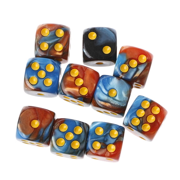 10pcs Six Sided 12mm Cube Round Corner Portable Table Playing