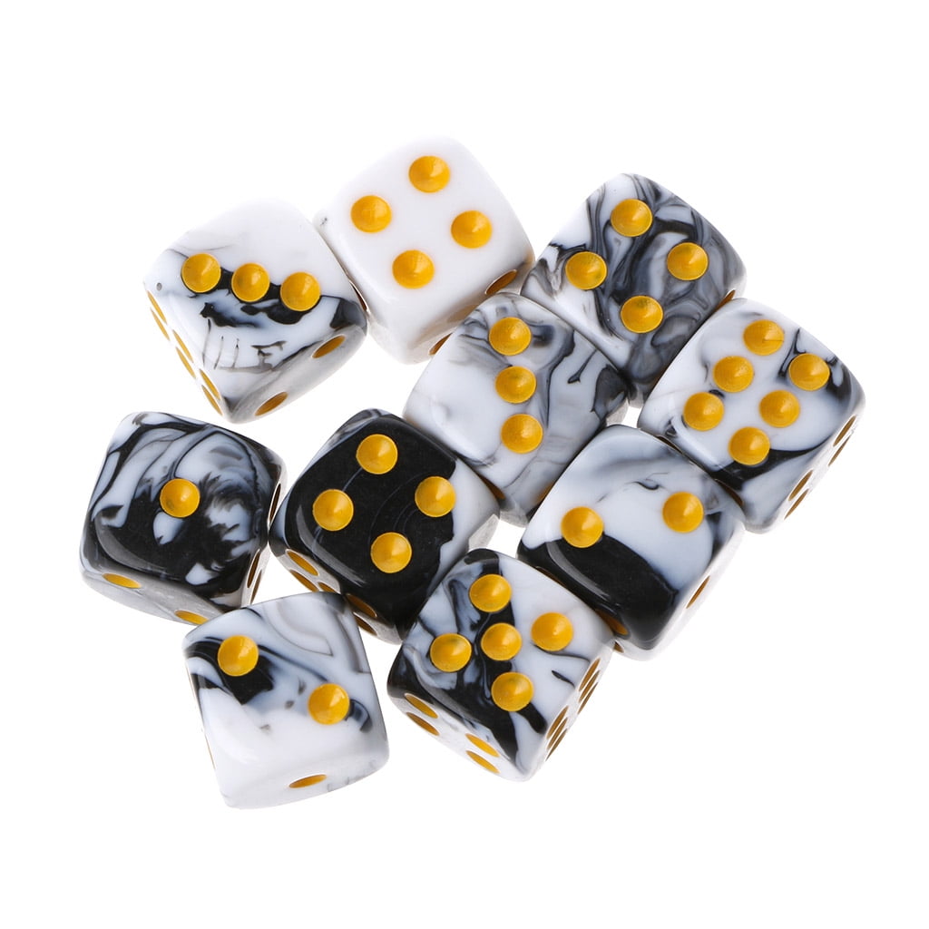 10 Dés 6 Faces – 15 Mm – Acrylique Transparent – Coins Ronds – Multicolores – Jeux De Société – Lot Pratique