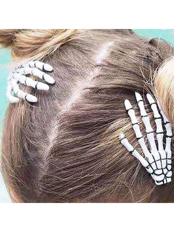 10pcs Skeleton Hair Claws Clips Skull Hand Barrettes Zombie Bone Claw Hair Clip Women Decoration Headpiece Hairpin Cute Valentine's Day Gift
