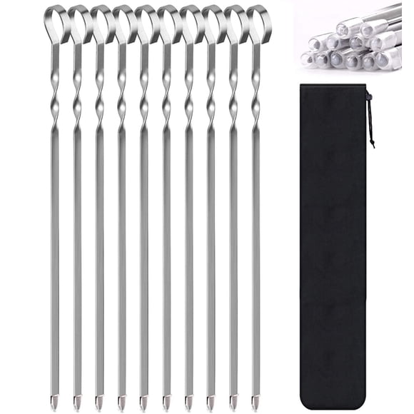 Lot De 11 Brochettes De Barbecue En Métal - Longues (14") - Plates - Idéales BBQ