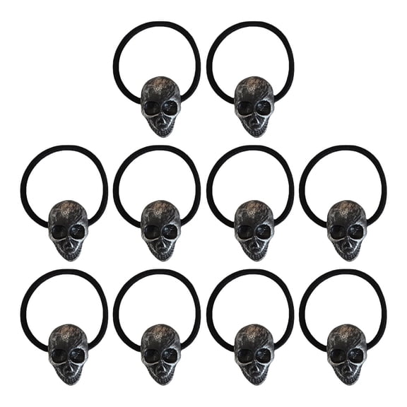 HOMOBABE Shopping Skull Resin 10Pcs Adjustable Black Gothic Hair Ties For Women